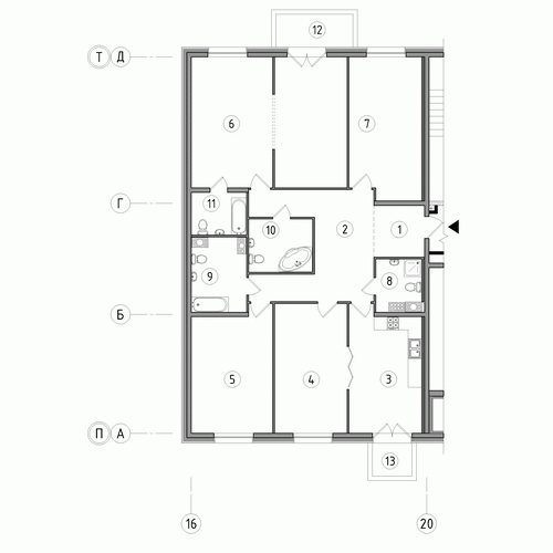 Четырёхкомнатная квартира 174.2 м²