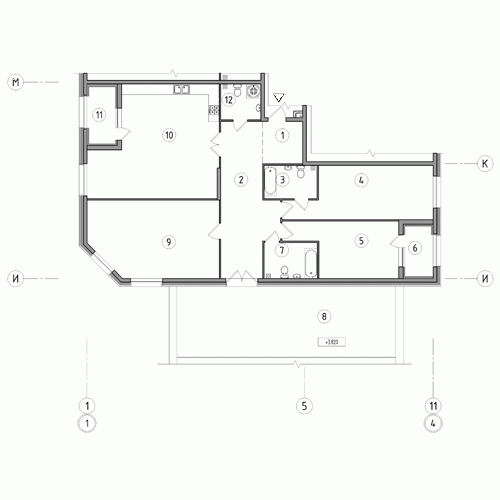 Трёхкомнатная квартира 172 м²