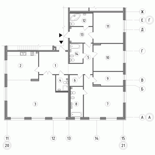 Четырёхкомнатная квартира 206.4 м²