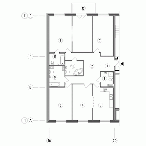 Четырёхкомнатная квартира 173.5 м²