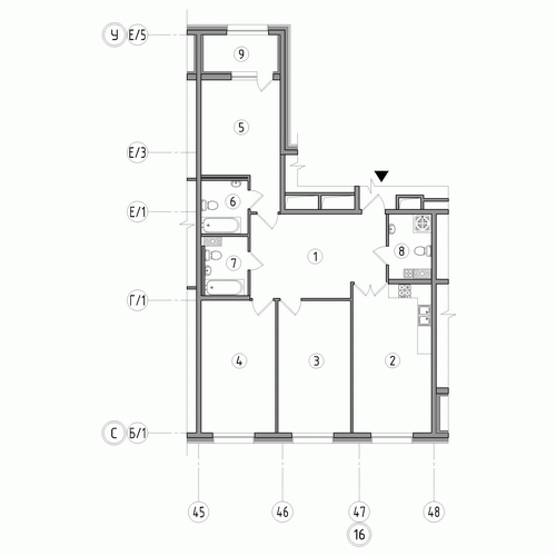 Трёхкомнатная квартира 110.4 м²