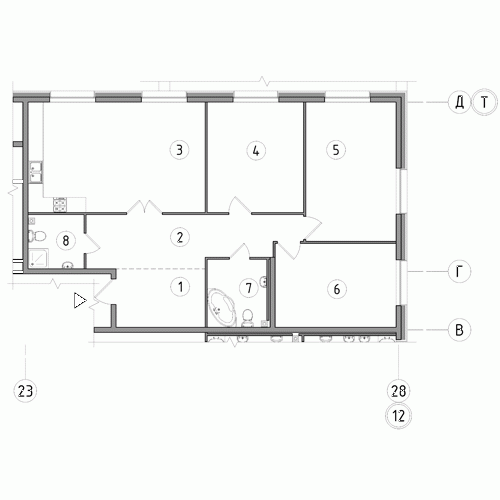 Трёхкомнатная квартира 116.5 м²