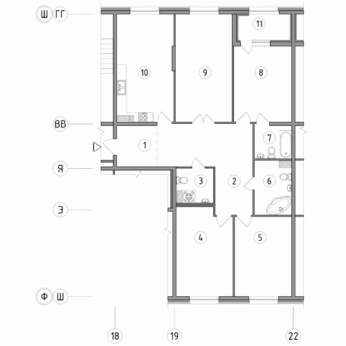 Четырёхкомнатная квартира 142.7 м²