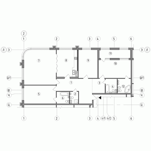 Четырёхкомнатная квартира 180.4 м²