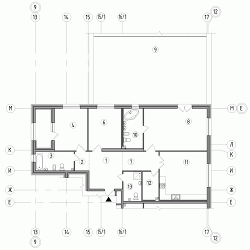 Трёхкомнатная квартира 154.6 м²