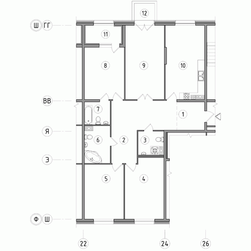 Четырёхкомнатная квартира 143.5 м²