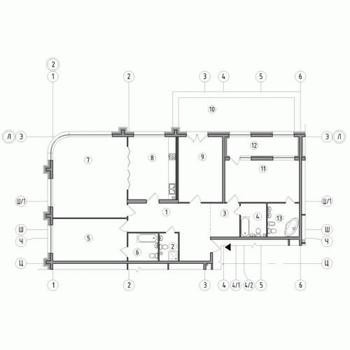 Четырёхкомнатная квартира 190 м²