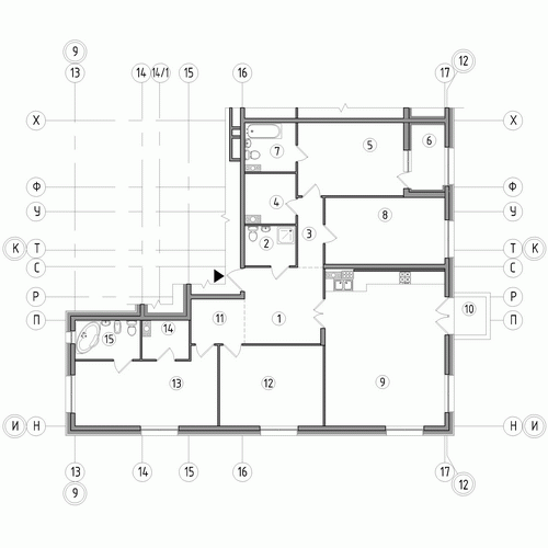 Четырёхкомнатная квартира 166.3 м²