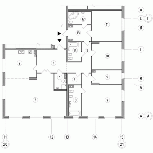 Четырёхкомнатная квартира 206.1 м²