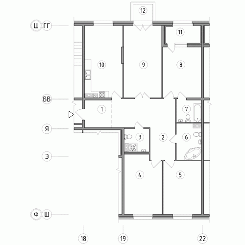 Четырёхкомнатная квартира 143.2 м²
