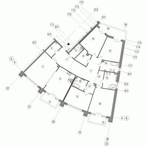 Пятикомнатная квартира 243.7 м²