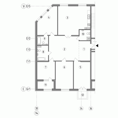 Четырёхкомнатная квартира 172.4 м²