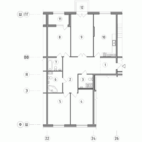 Четырёхкомнатная квартира 143.4 м²