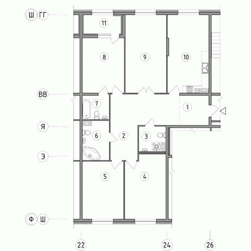 Четырёхкомнатная квартира 142.6 м²