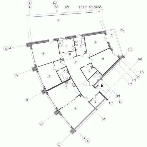 Пятикомнатная квартира 264.3 м²