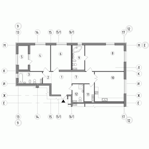 Трёхкомнатная квартира 129.8 м²
