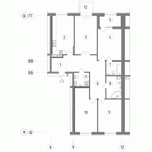 Четырёхкомнатная квартира 135.9 м²