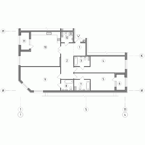 Трёхкомнатная квартира 156.9 м²