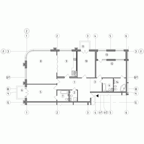 Четырёхкомнатная квартира 182.8 м²